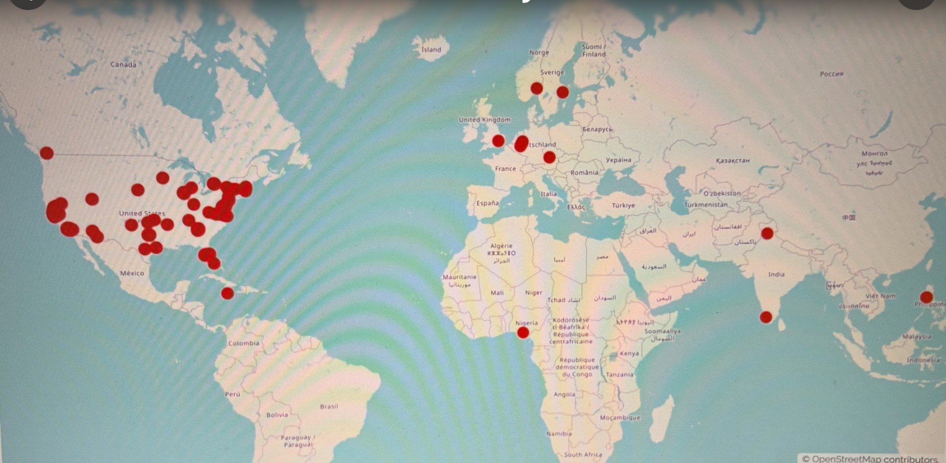 Spotify location map of subscribers